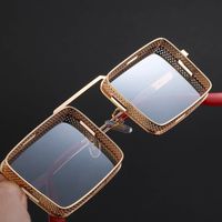 Fashion Steampunk Metal Hollow Square Frame Sun-resistant Sunglasses main image 3