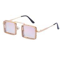 Fashion Steampunk Metal Hollow Square Frame Sun-resistant Sunglasses sku image 8