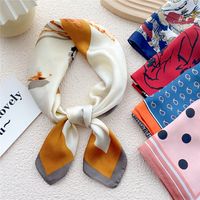 Fashion Small Thin Square Towel Silk Scarf Hair Band For Women 70*70 main image 3
