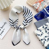 Fashion Small Thin Square Towel Silk Scarf Hair Band For Women 70*70 main image 2