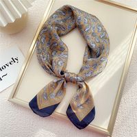 Mode Kleine Dünne Quadratische Handtuch Silk Schal Haar Band Für Frauen 70*70 sku image 6