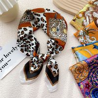 Fashion Small Thin Square Towel Silk Scarf Hair Band For Women 70*70 main image 2
