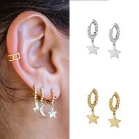 Fashion New Style Copper Star Gold-plated Pendant Earrings main image 1