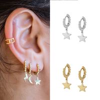 Fashion New Style Copper Star Gold-plated Pendant Earrings main image 6