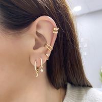 Pendientes Con Incrustaciones De Circonio Estrella Chapado En Oro Cobre De Nuevo Estilo De Moda main image 5