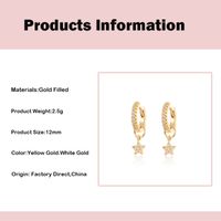 Fashion New Style Copper Gold-plated Inlaid Zircon Star Pendant Earrings main image 4