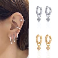 Wholesale Jewelry Fashion Heart Copper Artificial Gemstones Earrings main image 1