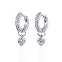 Wholesale Jewelry Fashion Heart Copper Artificial Gemstones Earrings sku image 1