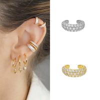 Luxurious C Shape Inlay Copper Zircon Earrings main image 1