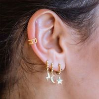 Fashion New Style Copper Star Gold-plated Pendant Earrings main image 2