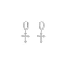 New Style Copper Inlaid Zircon Gold Plated Cross Pendant Earrings main image 5