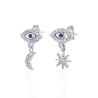 New Evil Eyes Star Moon Pendant Copper Gold Plated Inlaid Zircon Earrings sku image 1