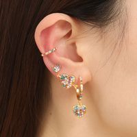 New Style Heart Shape Inlaid Color Rhinestone Alloy Pendant Earrings Set main image 1