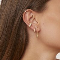 Luxurious C Shape Inlay Copper Zircon Earrings main image 3