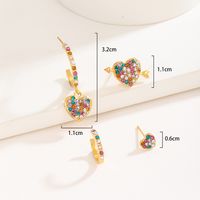 New Style Heart Shape Inlaid Color Rhinestone Alloy Pendant Earrings Set main image 4