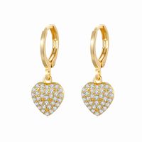 Fashion Copper Gold-plated Inlaid Zircon Heart Cross Palm Pendant Earrings sku image 5