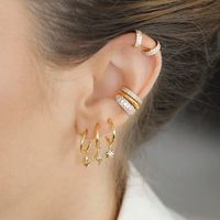Luxurious C Shape Inlay Copper Zircon Earrings main image 2