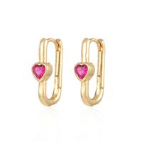 Einfache Stil U-shaped Heart-shaped Zirkon Kupfer Gold Überzogene Ohrringe sku image 5