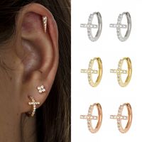 Style Simple Traverser Le Cuivre Des Boucles D'oreilles Incruster Zircon Boucles D'oreilles En Cuivre main image 6