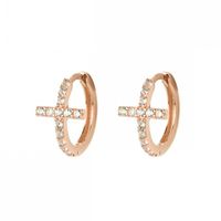 Simple Style Cross Copper Earrings Inlay Zircon Copper Earrings main image 4