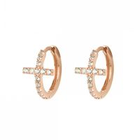 Style Simple Traverser Le Cuivre Des Boucles D'oreilles Incruster Zircon Boucles D'oreilles En Cuivre main image 4