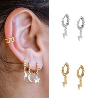 New Style Copper Gold Plated Inlaid Zircon Lighting Pendant Earrings main image 1