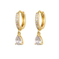 Fashion Copper Gold Plated Crescent Round Geometric Zircon Earrings sku image 5