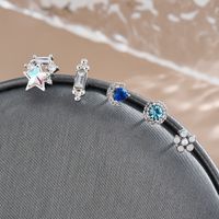 Colored Zircon Decor Stainless Steel Personalized Creative Earrings sku image 20