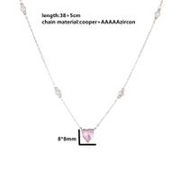 Mode Kupfer Mikro Inlaid Zirkon Rosa Diamant Herz Halskette main image 6