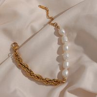 Mode Geometrisch Rostfreier Stahl Überzug Künstliche Perlen Vergoldet Halskette main image 10