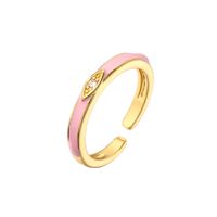 Fashion Copper Colorful Dripping Oil Eye Zircon Opening Adjustable Ring main image 3
