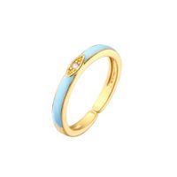 Fashion Copper Colorful Dripping Oil Eye Zircon Opening Adjustable Ring sku image 7