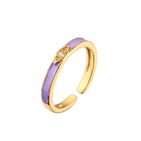 Fashion Copper Colorful Dripping Oil Eye Zircon Opening Adjustable Ring sku image 2
