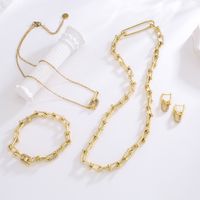 Fashion U Shape Copper Zircon Bracelets Earrings Necklace In Bulk main image 1