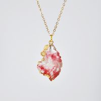 New Irregular Geometric Color Agate Slices Pendant Necklace sku image 2