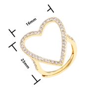 New Style Copper Inlaid Zircon 18k Gold Plated Heart Stud Earrings Necklace Opening Ring main image 3