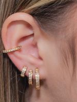 Simple Style Ear Buckle Copper Micro Inlaid Zircon Earrings main image 3