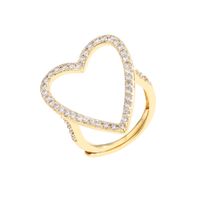New Style Copper Inlaid Zircon 18k Gold Plated Heart Stud Earrings Necklace Opening Ring sku image 4