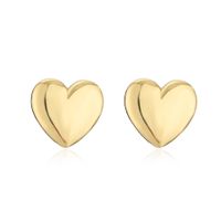New Style Copper Inlaid Zircon 18k Gold Plated Heart Stud Earrings Necklace Opening Ring sku image 1