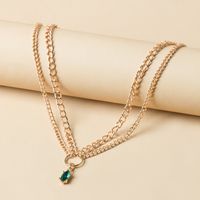 Fashion Elegant Double-layer Chain Rhinestone Inlaid Pendant Necklace For Women main image 6