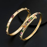 Pulsera Abierta De Circonita Con Microincrustaciones De Oro 18k Con Diseño Creativo De Geometría De Moda main image 5