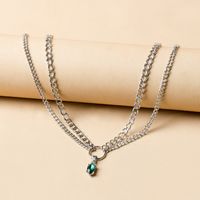 Fashion Elegant Double-layer Chain Rhinestone Inlaid Pendant Necklace For Women sku image 1