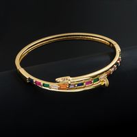 Pulsera Abierta De Circonita Con Microincrustaciones De Oro 18k Con Diseño Creativo De Geometría De Moda main image 6