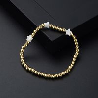 Mode Shell Herz Elastische Perle Gold Intarsien Zirkon Kupfer Armband main image 4