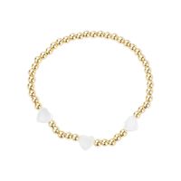Mode Shell Herz Elastische Perle Gold Intarsien Zirkon Kupfer Armband main image 3