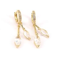 Fashion Inlay Multicolor Zircon Gold-plated Geometric Copper Earrings sku image 1