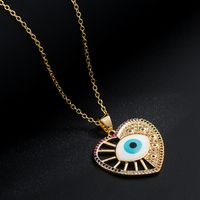 Fashion Oil Dripping Devil's Eye Pendant Plated Real Gold Inlaid Color Zirconium Copper Necklace main image 5
