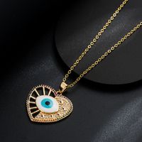 Fashion Oil Dripping Devil's Eye Pendant Plated Real Gold Inlaid Color Zirconium Copper Necklace main image 4