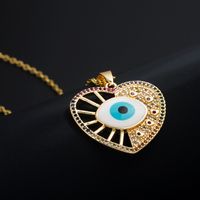 Fashion Oil Dripping Devil's Eye Pendant Plated Real Gold Inlaid Color Zirconium Copper Necklace main image 3