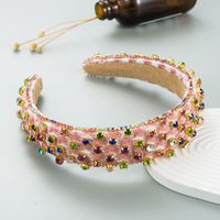 Retro Style Color Diamond-embedded Fabric Headband Wide-brimmed Hair Band sku image 4
